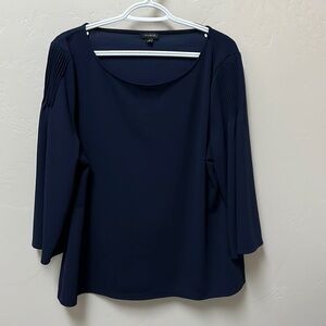Talbots inky navy top. X large. Full sleeves pleated at top. Relaxed fit